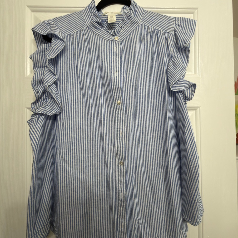 H&M Blue and White Striped Top; jeans sold separately.